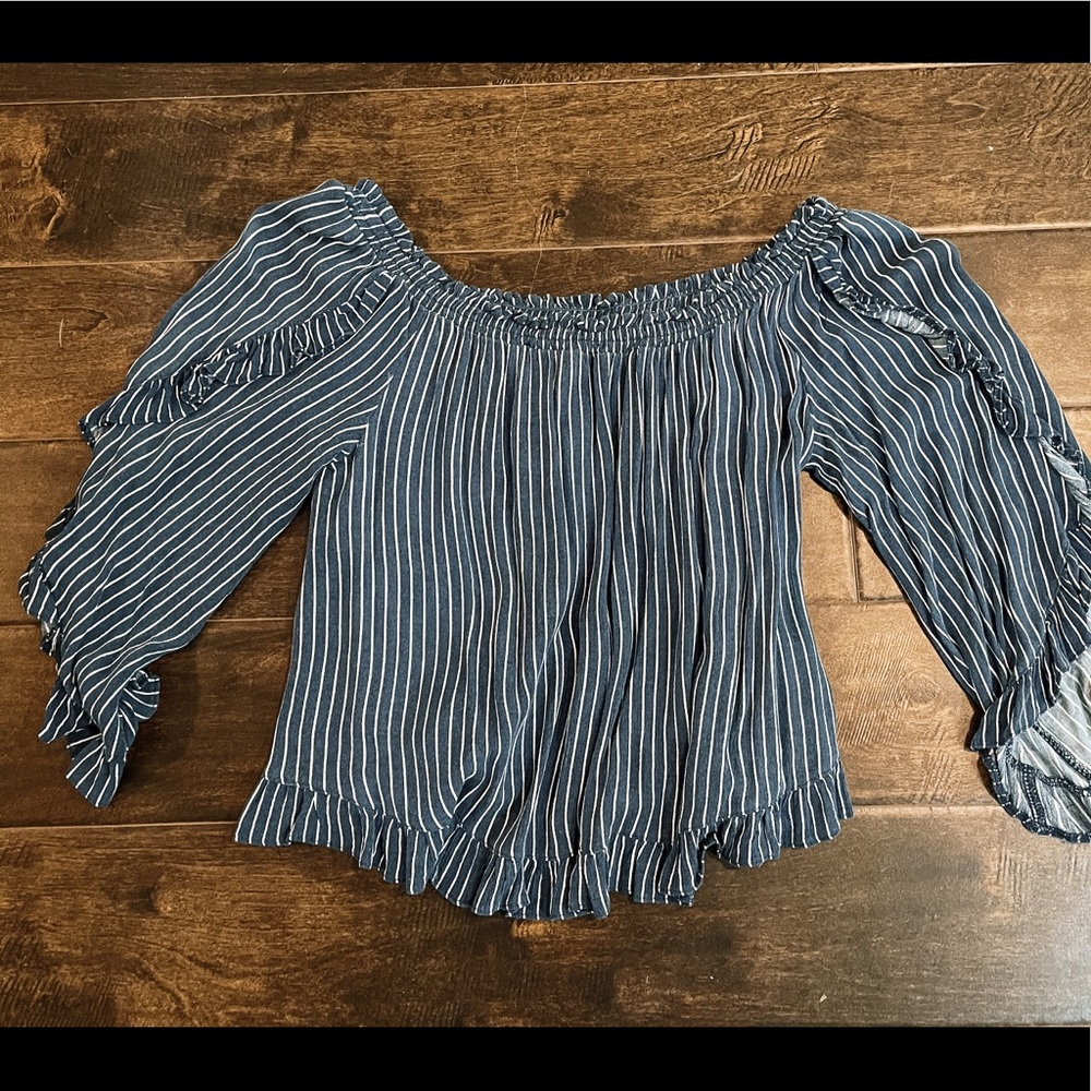 Navy & white blouse